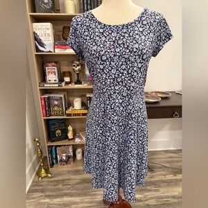 MICHAEL KORS | Blue and White Floral Flutter Sleeve Sundress